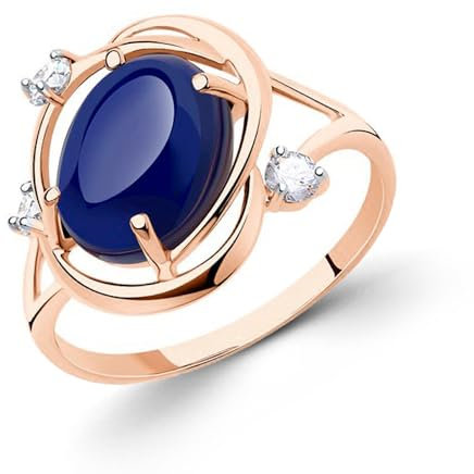 BEM Damenring aus 585 Rotgold mit Saphir und Zirkonia (18 mm (57))