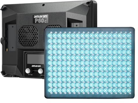 Aputure Amaran P60C RGBWW Panneau Lumineux Vidéo LED Couleur CRI95+ TLCI 96+ 2500-7500 K 60 W Prise en Charge G/M ± Réglable, Contrôle de App Sidus Link, Alimentation AC/DC, 10 Effets Lumineux