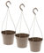 GarPet 3X Blumenampel Hängeampel Blumen Outdoor innen außen Pflanzenhänger Kunststoff Modern Hängeblumentopf Pflanztopf Set Aufhängung Taupe Ø 16 x 15 (H) cm Außenbereich 3 Stück