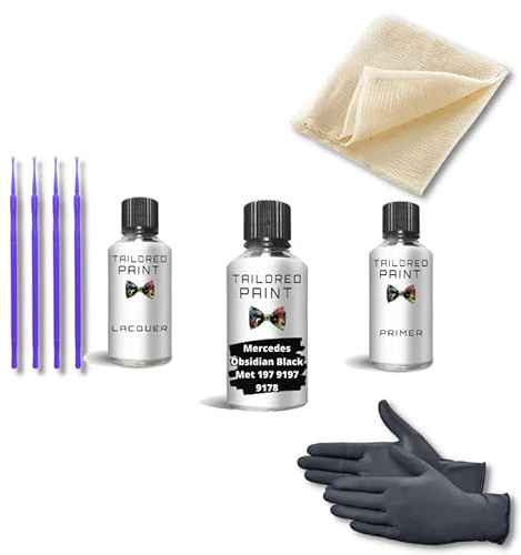 For Mercedes 2000-Present Obsidian Black Met 197 9197 9178 Touch Up Paint Kit Obsidian Black Met 197 9197 9178 (Touch Up Paint, Lacquer + Primer)
