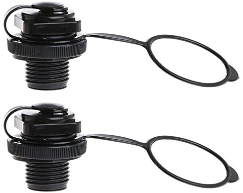 2 Stück schwarze Luftventil-Spiral-Luftstopfen, Einweg-Inflation, Ersatzschraube, Boston-Ventil für Gummi-Schlauchboot/Raft/Kajak/Pool-Boot-Luftbetten