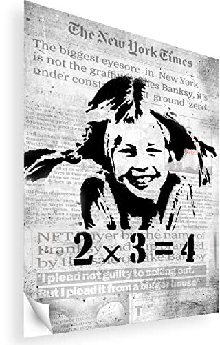 Boikal Wandaufkleber Banksy 2x3=4 50 x 70 cm Selbstklebende Wandbilder Wiederablösbar