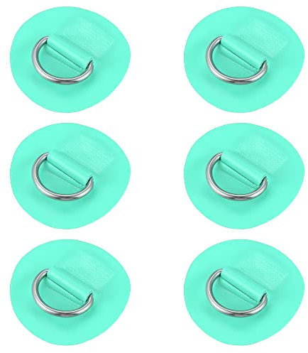 X AUTOHAUX 6 Stück 6cm D Ring Patch Pads PVC Edelstahl für Surfbrett Grün
