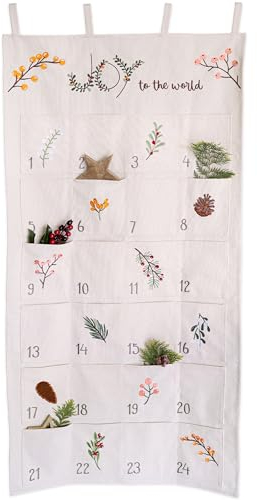 Papierdrachen Adventskalender 2024 - Wandkalender aus Stoff zum Befüllen - Joy to the World - hochwertig bestickt - Stoffbeutel - Geschenksäckchen - wiederverwendbar - Set Nr 38