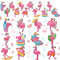 36 Stück Flamingo-Ornamente, tropische Palmenblätter, Blumenblume, Holz, hängende Baumschmuck für Sommer, hawaiianischer Strand, Luau, Aloha, Geburtstag, Junggesellinnenabschied, Hochzeit, Brautparty,