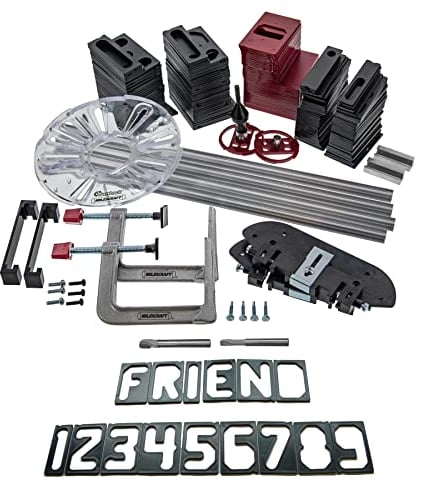 Milescraft 1262 SignPRO Sign Making Kit for Routers (Metric) - 64mm & 34mm Horizontal Letters (166 templates), 64mm & 34mm Vertical Numbers (80 templates) – 9.5mm Router Bit Included Complete Kit