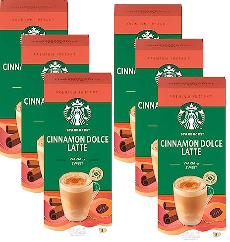Starbucks Cinnamon Dolce Latte Premium Instant Coffee, 5 Sachets, (Pack of 6, Total 30 Sachets)
