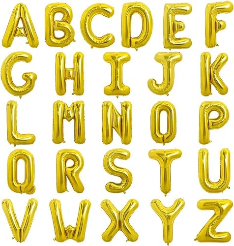 TONIFUL 52 Stück 16 Zoll Gold Buchstabe A-Z Ballons Benutzerdefinierte Phrase Mylar Folie Alphabet Erstellen Sie Ihr Eigenes Banner für Geburtstag Jubiläum Feier Graduierung Party Supplies