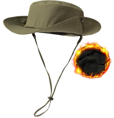 TOP-EX TOPEX XL/XXL Unisex wasserdichte Outdoor Hut Herren Wintermützen Warmes Fleecefutter UV-Schutz Sonnenhüte mit breiter Krempe Safari-Hut Angeln Wandern Boonie-Hüte 94600_Army Grün M/L