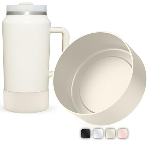 Jmoe USA Boot for 64oz Stanley Quencher H2.0 FlowState Tumbler With Handle | BPA Free Silicone | Sleeve Protector for Bottom of Cup | Protects Against Dents & Scratches (Cream)