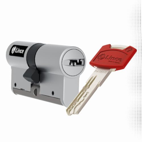 Lince - Cylindre Serrure de Haute Sécurité C7 L40+40 | Débrayable avec 5 Clés | Couleur Nickel | Résistant à toutes les Techniques de Cambriolage Connues
