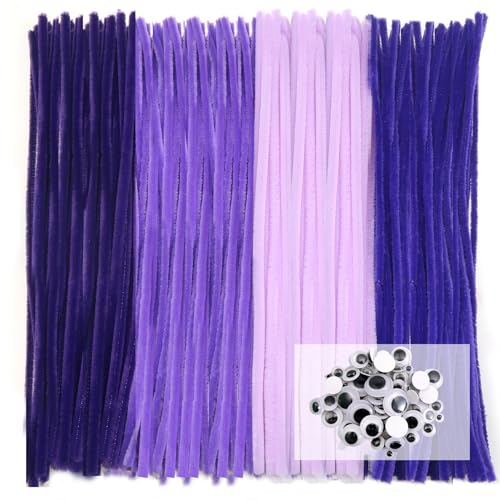 TOAOB Pfeifenreiniger 4 Verschiedene Lila zum Basteln 100 Stück Chenilledraht Pfeifenputzer Lang 30 cm X 6mm Pipe Cleaner Basteln für DIY Handwerksprojekte