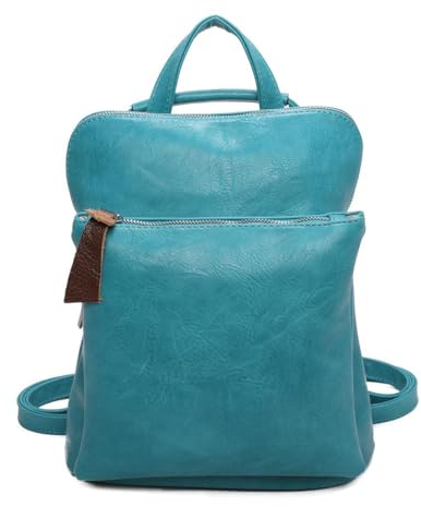 Damen Rucksack Tasche Crossbody Schultertasche Handtasche Messenger Umhängetasche Shopper Cross-Over Handgepäck Vintage Leder Optik Türkis