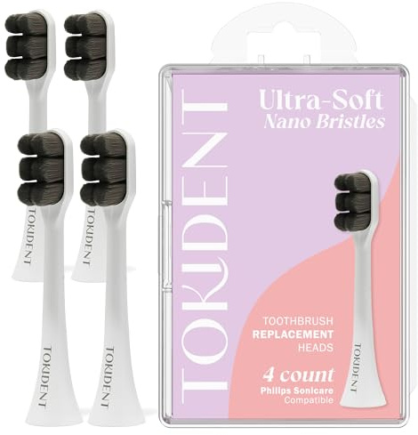 Tokident Aufsteckbürsten Ultra Soft Aufsteckbürsten Kompatibel mit Philips Sonicare Elektrische Zahnbürste mit 10.000 Wave Cut Nano Borsten für empfindliches Zahnfleisch, 4 Stück