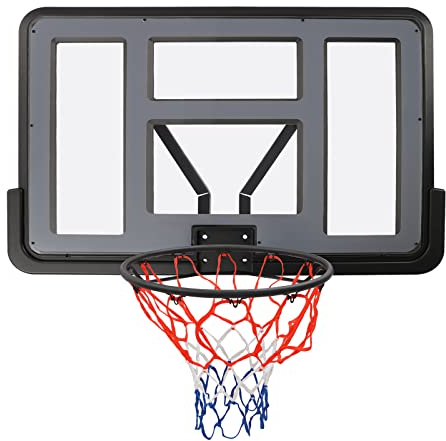 NirWa 44x30 Outdoor-Basketballkorb, robuster Basketballrand, wandmontierter Basketballkorb, Pro-Raum-Basketballsystem, bruchsicheres PET-Rückbrett und Wettkampf-Rand-Kombination