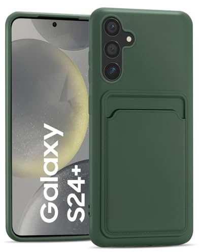 CoolGadget Kartenhülle Handy für Samsung Galaxy S24 Plus Card Case, Schutzhülle mit Kartenfach & TPU Stoßschutz und Microfaserfutter, kompatibel mit Samsung Galaxy S24 Plus (6,7 Zoll), Grün