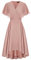 Damen Elegant Kleid Chiffon Cape Ärmel A-Linie Cocktailkleid Midi Hochzeit Kleider Hellrosa 36