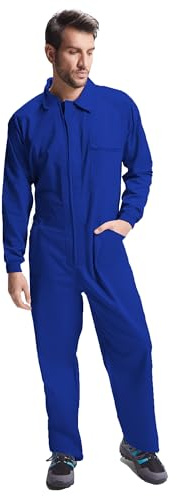 KINKIES Arbeitsoverall für Herren mit zentralem Reißverschluss und mehreren Taschen – bequeme Arbeitshülle, blau, XX-Large