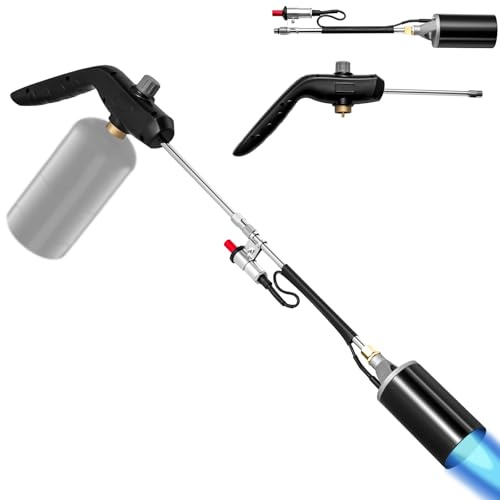 Soiiw Antorcha de propano para malas hierbas, alta salida de 1200.000 BTU con control de llama, brazo largo desmontable de 76.2 cm para asfalto de techo, nieve helada, marca de carretera, carbón