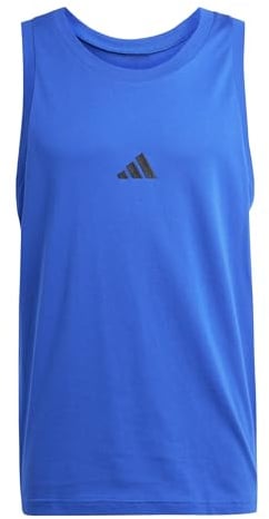 adidas Hombre Essentials Small Logo Single Jersey Tank Top Shirt, Team Royal Blue/Black, L