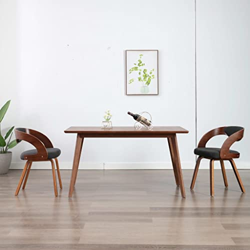 THOYTOUI Esszimmerstühle 2 STK. Esstisch stühle Lounge Sessel Essstühle Arbeitsstuhl Geeignet für Arbeitszimmer Speisesaal Aufenthaltsraum Bar Dunkelgrau Bugholz und Stoff