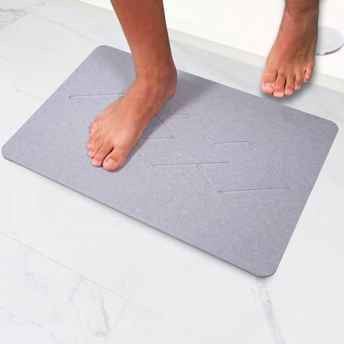 Pure 4Home Alfombra Diatomita Baño 60x40 – Secado Rápido, Antideslizante y Antibacteriana – Alfombrilla Piedra Diatomita Super Absorbente – Alfombrilla Diatomita - Stone Bath Mat (3Rombos)