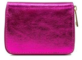 Chicca Borse Portafoglio piccolo da donna in pelle ziparound (Fucsia Metallico)