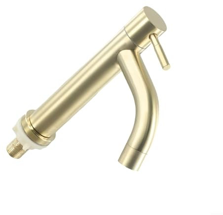 ZAMETTER Grifo de lavabo de baño de acero inoxidable para lavabo sobre encimera Grifo de lavabo de latón para lavabo (S)
