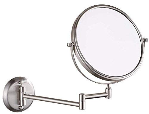 FDYZCIYI Miroirs de Maquillage de Salle de Bain, 8 Pouces Fixation Murale Grossissant Robuste Double Face Réglable Cosmétique Rasage Vanité Extensible,Chrome,3X(Nickel,3X)