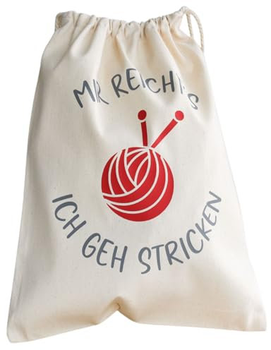 Projektbeutel Mir reicht ich geh stricken | Geschenk für Strickprojekte | Aufbewahrung stricken | Garnknäuel | Geschenkidee für die Oma | Aufbewahrungstasche