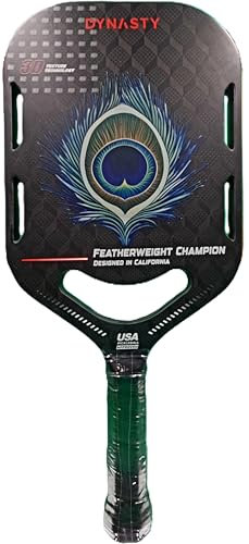 Dynasty Featherweight Champion 3D 18K Tejido de fibra de carbono crudo de doble capa con acabado de superficie de textura 3D, pala de pickleball de 16 mm, velocidad Gen 3.5 + Power All-Court*