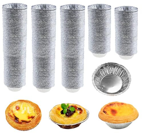 HLCM Vassoi per torte in alluminio, mini teglie per torte, stampi per crostate usa e getta, teglia in alluminio per cuocere uova crostate, torta di quiche, torta di budino al caramello (400 pezzi)