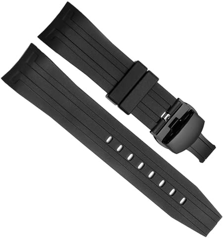 kongsou Gummi-Uhrenarmbänder Für Tissot T055 T055427A PRC 200 T035.617 Uhrenarmband, Wasserdichtes Herrenarmband Mit Stahlschnalle(Black clasp)