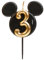 dekora - Bougie d'Anniversaire Mickey Mouse - Bougies Disney - Cire de Paraffine sans Fragrance - Bougies d'Anniversaire Enfant avec Oreilles de Mickey Mouse Noir et Doré - Taille 8,5 cm - Numéro 3