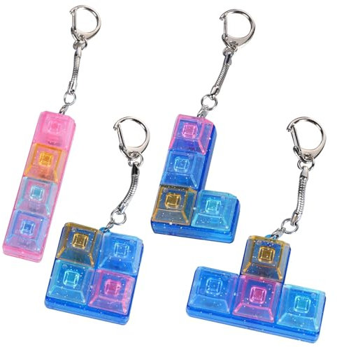 MADGININE 4 PCS Keyboard Fidget Toy,Keyboard Fidget,Fidget Clicker,Portable Removable Keychain Clip Keycap Fidget Toy,For Kids Adult to Relief Stress Pass the Time