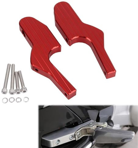2*extensions de repose-pieds moto (antidérapant) en aluminium Convient pour Vespa GT125 200 250 ABS GTS 300 300IE SUPER TOURING GTV 125 250 300 250IE repose-pieds(rouge)