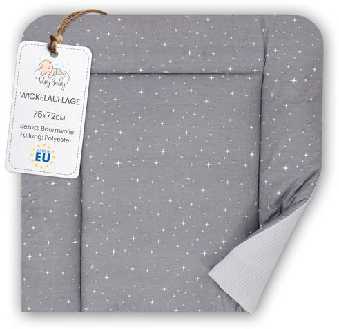 Wickelauflage Wickelunterlage aus Baumwolle 75x72 cm - Weich und waschbar Wickelunterlage für Babys Wickelmatte aus Stoff für Wickeltisch Wickelkommode oder Waschmaschine 75 x 72 Galaxie