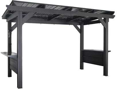 Backyard Discovery Rockport XL Heavy-Duty Galvanised Steel BBQ/Grill Outdoor Gazebo | Rust Resistant, Full Shade & Weatherproof Cover, Metal Shelter For Garden | 3.7m x 1.9m (12ft x 6ft)