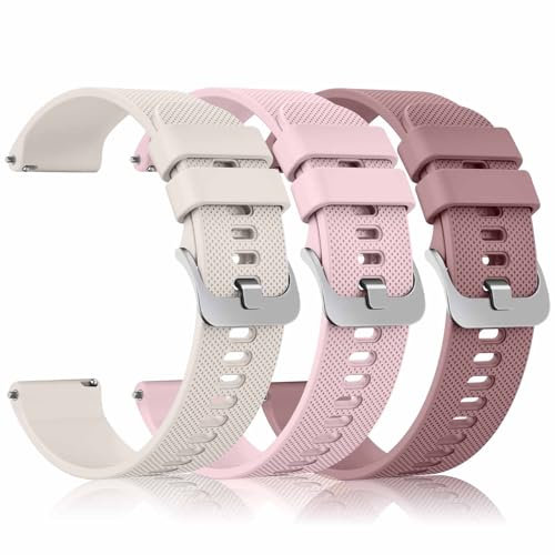 Yisica 3 Piezas Correa para 20mm Reloj Inteligente Hombre Mujer, Liberación Rápida de Silicona Suave Pulseras de Repuesto