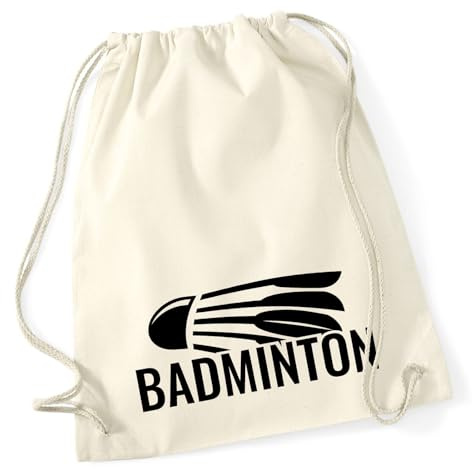 Huuraa Turnbeutel Badminton Federball 12 Liter Natural Baumwolle Rucksack Geschenkidee