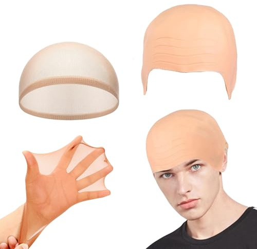 Glatzenkappe,Glatze Perücke,Bald Cap,Latex Kahle Kappe,Glatze Kostüm,Glatzenperücke,Perückenkappe,Fancy Kleid Cosplay Hut Kostüm Zubehör,Kopfbedeckung Accessories,Fasching Cosplay für Männer Frauen