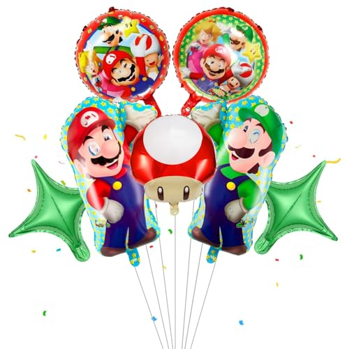 Geburtstag Ma-rio Luftballon Geburtstagsdeko 7 Stück Super Bros Geburtstag Deko Kindergeburtstag Deko, Theme Folienballon Party Supplies Deko