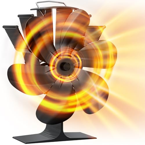 DZKKIUR Heat Powered Stove Fan 6 Blades, Silent Log Burner Fan | 6 Blade Airflow Design, Heat Powered Operation, Silent Stove Fan For Wood Burners, Fireplaces, Pellet And Gas Stoves