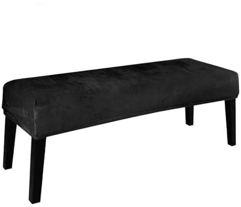Universal Bezug für Esszimmer Bank, Abnehmbar Stretch Essbankbezug Plüsch, Stretch Dining Bench Cover mit Bindeband, für Hotel, Restaurant, Wohnzimmer, Schlafzimmer (Schwarz)