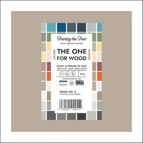 The One for Wood Paint & Primer 10ml (Sample) Beige No. 2 Coffee & Pastries | Semi Matt Finish, Bio-Based & VOC-Free Formula for Wooden Furniture & Surfaces | Durable & Easy Indoor Home Decorating