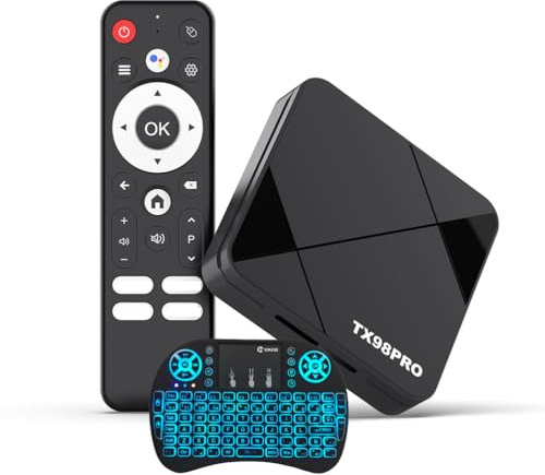 Android TV Box 14.0, TX98 Pro Smart TV Box Rk3518 CPU Compatible con 2.4G 5.8G WiFi BT 5.0 LAN Video 3D 4K Decodificador Android con Mini Teclado Inalámbrico