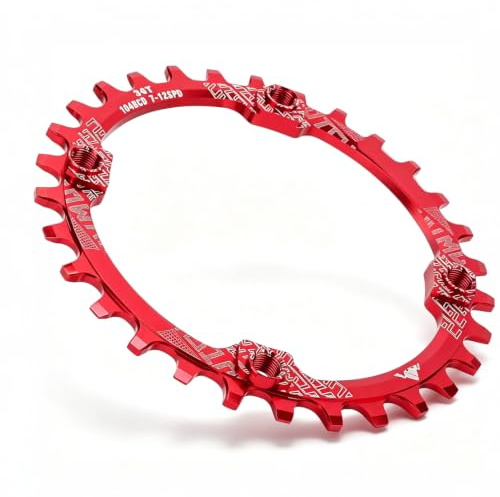 104 Bcd, Platos ovalados redondos de una sola velocidad Aleación de aluminio Manivela 30t Bicicleta estrecha y ancha Accesorios individuales para bicicleta de montaña (Roja)