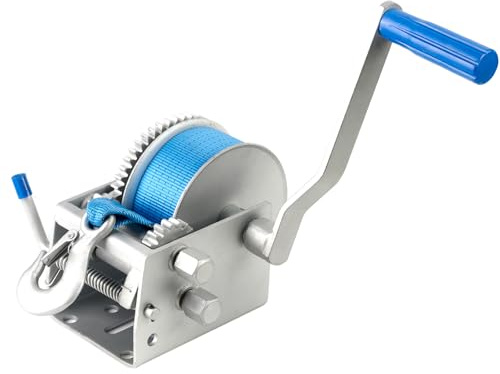 Heavy Duty Boat Winch, 4500 lbs Capacity, All Steel Construction with 2 Inch x 32 Feet Nylon Strap, Manual Hand Crank for Marine Trailer Loading