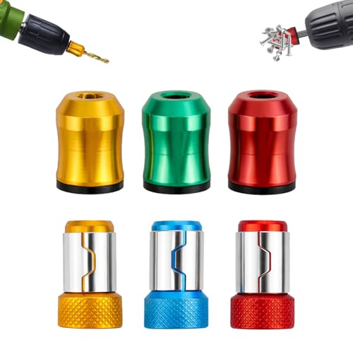 6stk Magnetischer Kopfring, 3 Starke Magnete und 3 Gerändelte Schraubendreher-Aufsätze Robuste Schraubendreher Teile für Möbelmontage Fahrzeugreparatur und Bastelarbeiten