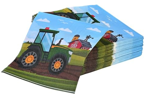Grüner Traktor Servietten-Set für Bauernhof-Party und Kindergeburtstag – 20 Stück Tischdekoration
